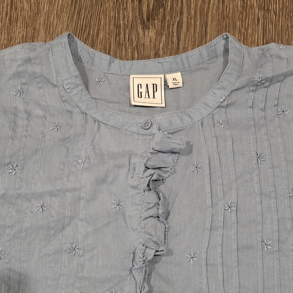 GAP Blue Embroidered Button-up Shirt XL - Picture 2 of 4